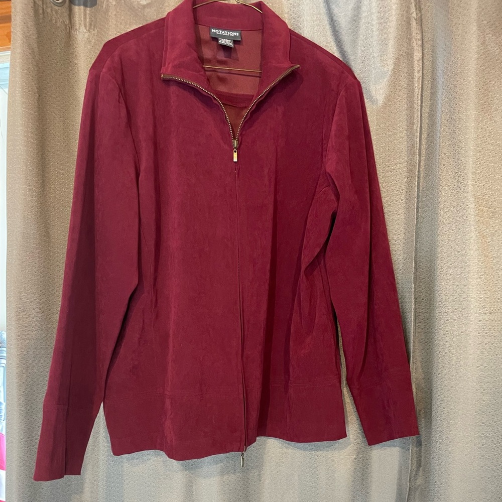 Size L Notations brand polyester & spandex maroon zip front women’s jacket